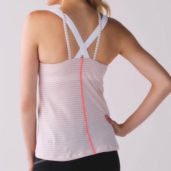Lululemon Run For Gold Pink Striped Bra Tank Top - Picture 2 of 7